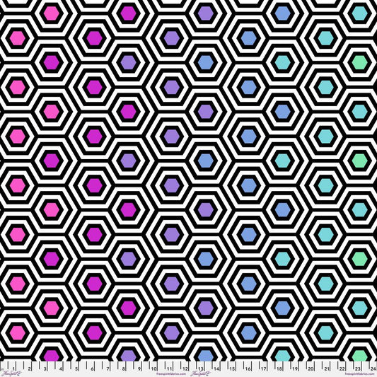 Tula Pink Rainbow Hexy XL Ink 108" Cotton Sateen Wide Backing Fabric
