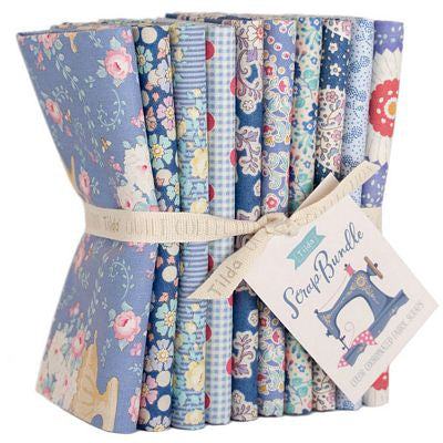 Tilda Scrap Bundle Blue Fat Quarter Bundle | 10 pcs | 100% Cotton | TIL300124