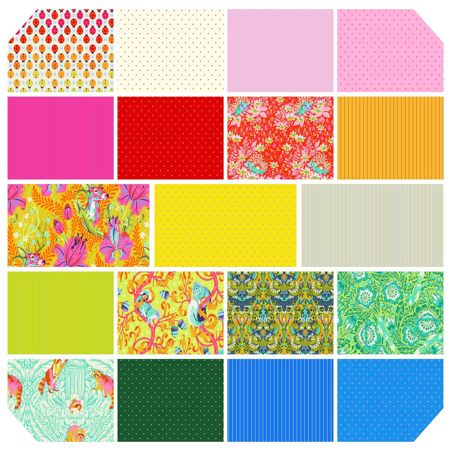Tula Pink Tiny Beasts Fat Quarter Bundle in Glow by FreeSpirit Fabrics — 19 Pieces