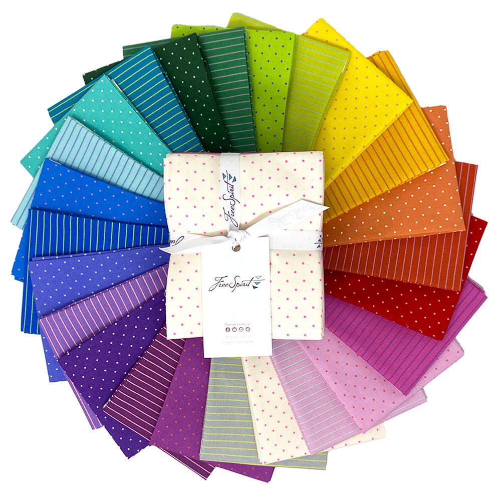 True Colors Tiny Dots/Tiny Stripes Fat Quarter Bundle by Tula Pink