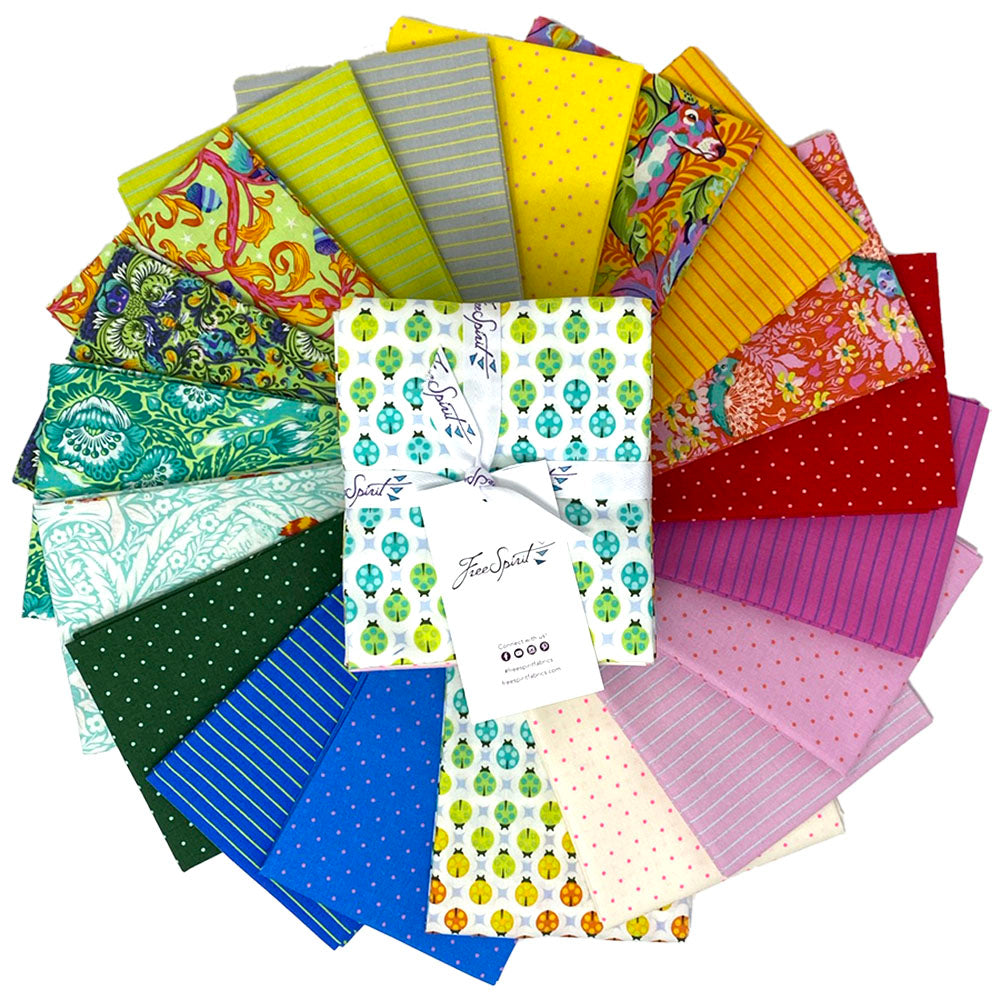 Tula Pink Tiny Beasts Fat Quarter Bundle in Glow by FreeSpirit Fabrics — 19 Pieces