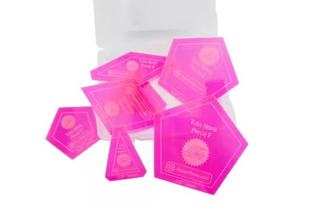 Tula Nova 7-Piece Acrylic Fabric Cutting Template Set by Paper Pieces — transparent pink acrylic templates