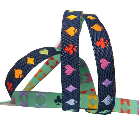 Tula Pink Daydream Suited and Booted Navy - 3/8" Ribbon - Sold by the yard