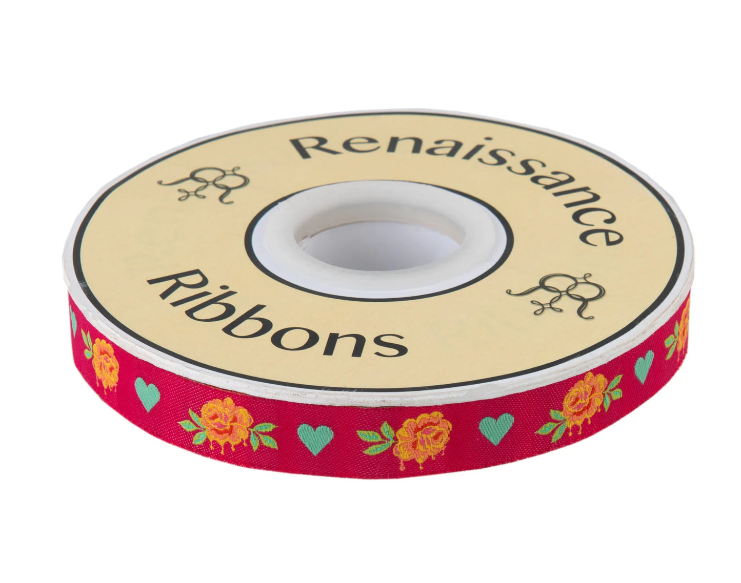 Tula Pink Painted Roses Pink - 5/8" Ribbon - Sold by the yard