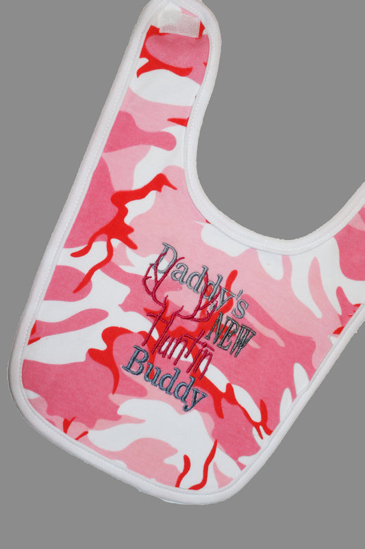 Baby Bib - Daddy's New Huntin' Buddy - Pink Camo
