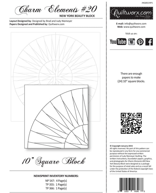 Quiltworx Charm Elements #20 Foundation Papers | New York Beauty Block | JNQ00229P1