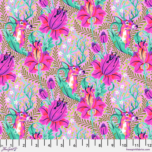 Tula Pink Tiny Beasts Deer John in Glimmer Cotton Quilting Fabric by the Half Yard