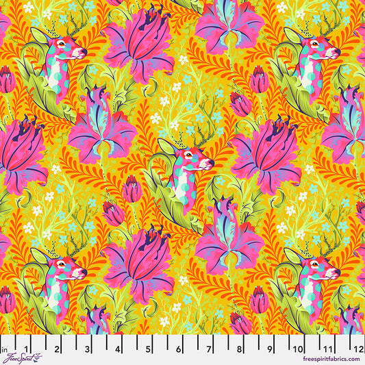 Tula Pink Tiny Beasts Deer John in Glow Cotton Quilting Fabric by the Half Yard