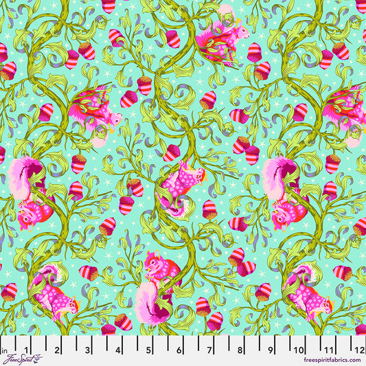 Tula Pink Tiny Beasts Oh Nuts in Glimmer Cotton Quilting Fabric by the Half Yard