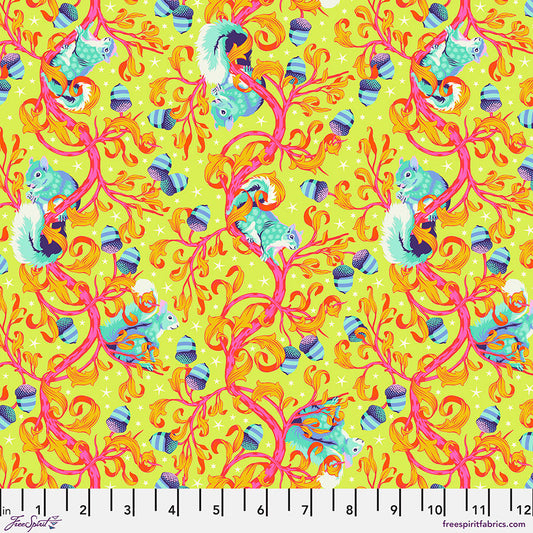 Tula Pink Tiny Beasts Oh Nuts in Glow Cotton Quilting Fabric by the Half Yard