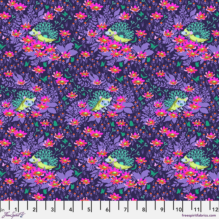 Tula Pink Tiny Beasts Who's Your Dandy in Glimmer Cotton Quilting Fabric by the Half Yard