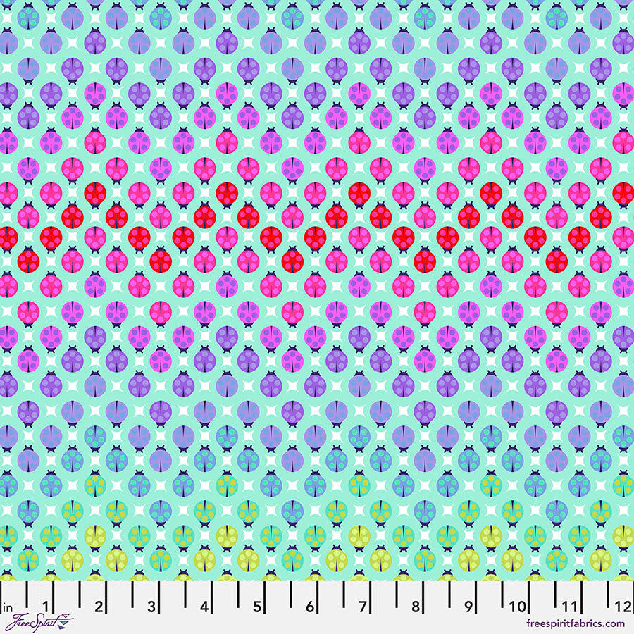 Tula Pink Tiny Beasts Painted Ladies in Glimmer Cotton Quilting Fabric by the Half Yard