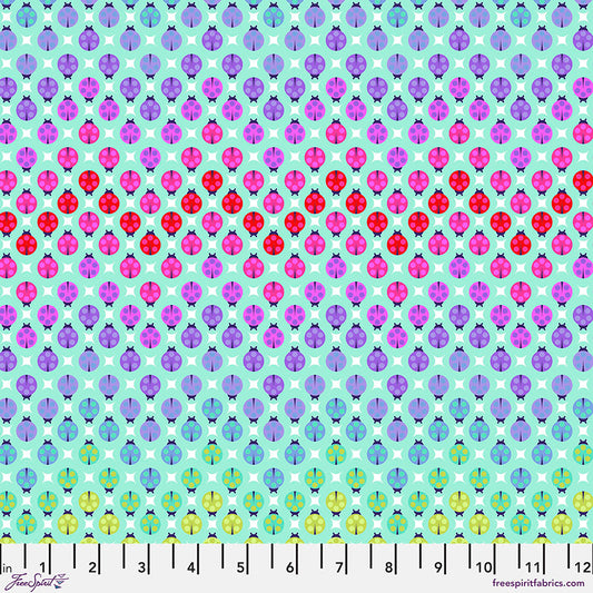 Tula Pink Tiny Beasts Painted Ladies in Glimmer Cotton Quilting Fabric by the Half Yard