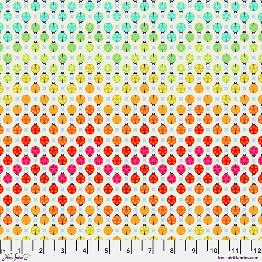 Tula Pink Tiny Beasts Painted Ladies in Glow Cotton Quilting Fabric by the Half Yard