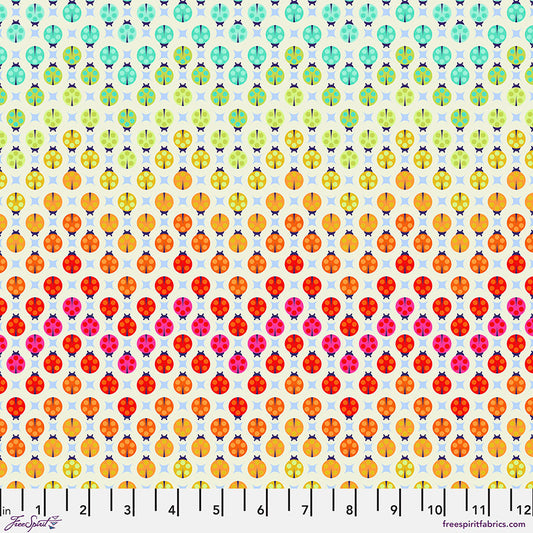 Tula Pink Tiny Beasts Painted Ladies in Glow Cotton Quilting Fabric by the Half Yard