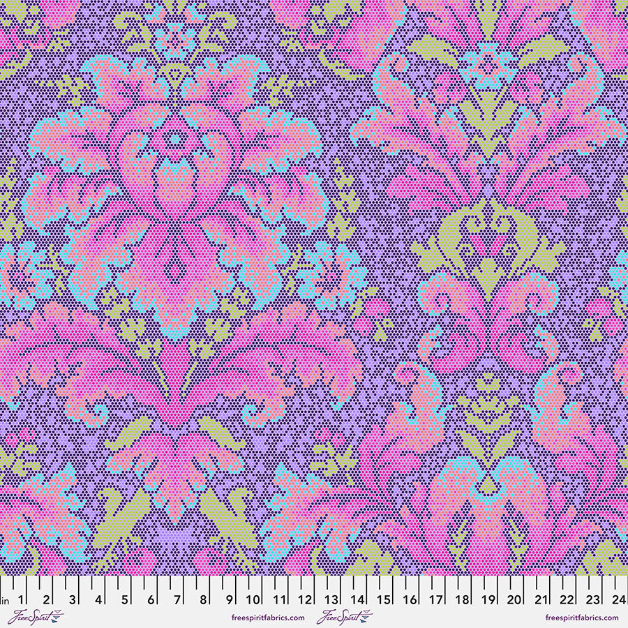 Tula Pink Parisville Deja Vu Damask Dot in Violet Cotton Quilting Fabric by the Half Yard