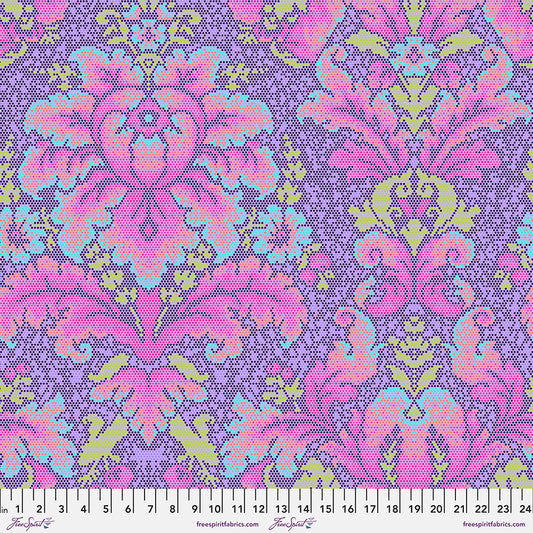 Tula Pink Parisville Deja Vu Damask Dot in Violet Cotton Quilting Fabric by the Half Yard