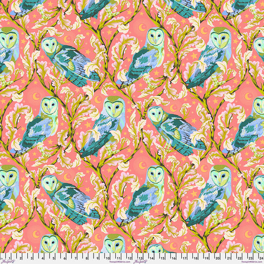 Tula Pink Moon Garden Night Owl in Dawn Cotton Quilting Fabric by the Half Yard