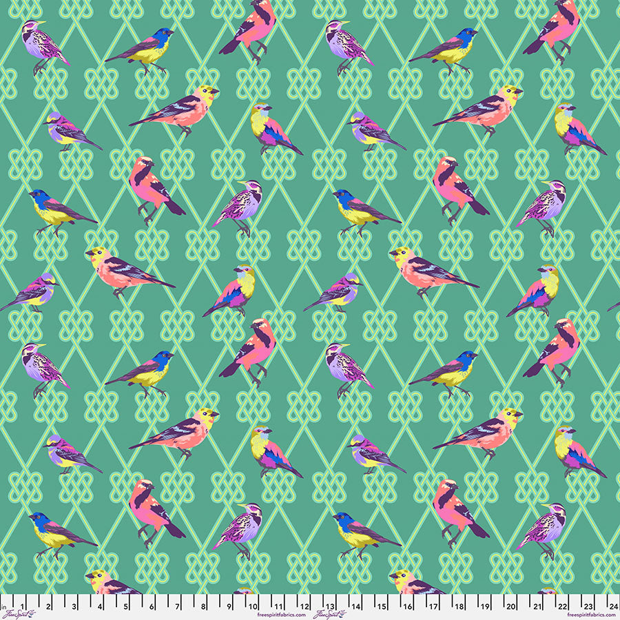 Tula Pink Moon Garden In A Finch in Dusk Cotton Quilting Fabric by the Half Yard