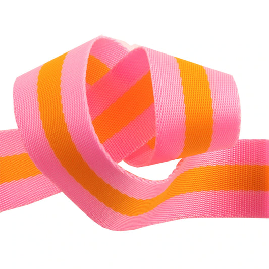 Pink and Orange - 1.5"-Tula Pink Webbing by the yard