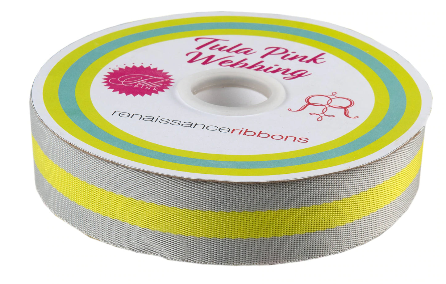 Soft Grey and Neon - 1.5"-Tula Pink Webbing by the yard