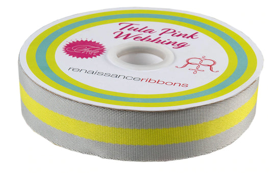 Soft Grey and Neon - 1.5"-Tula Pink Webbing by the yard