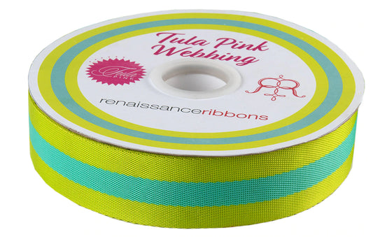 Lime and Turquoise - 1.5"-Tula Pink Webbing by the yard