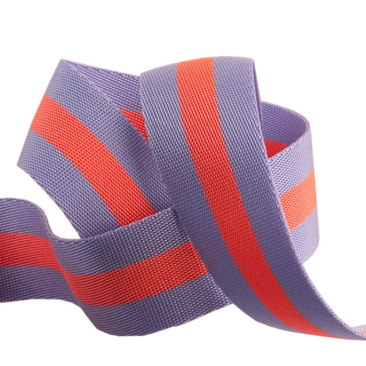 Lavender and Neon Peach - 1.5"-Tula Pink Webbing by the yard